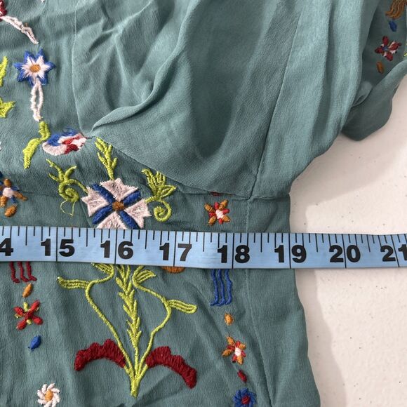 Kyla Seo Tunic Top Womens XS Embroidered Floral Fairycore Boho Blouse - Picture 6 of 8